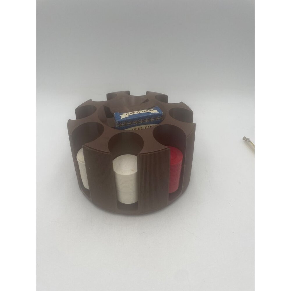 Vintage Plastic Poker Chip Carousel Holder Original Cardinal Playing Cards Set - Picture 7 of 11